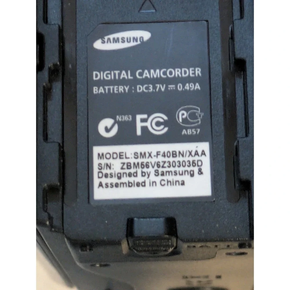 Samsung SMX-F40 Black Digital Camcorder‎ 65x Intelli-Zoom Schneider Lens Working